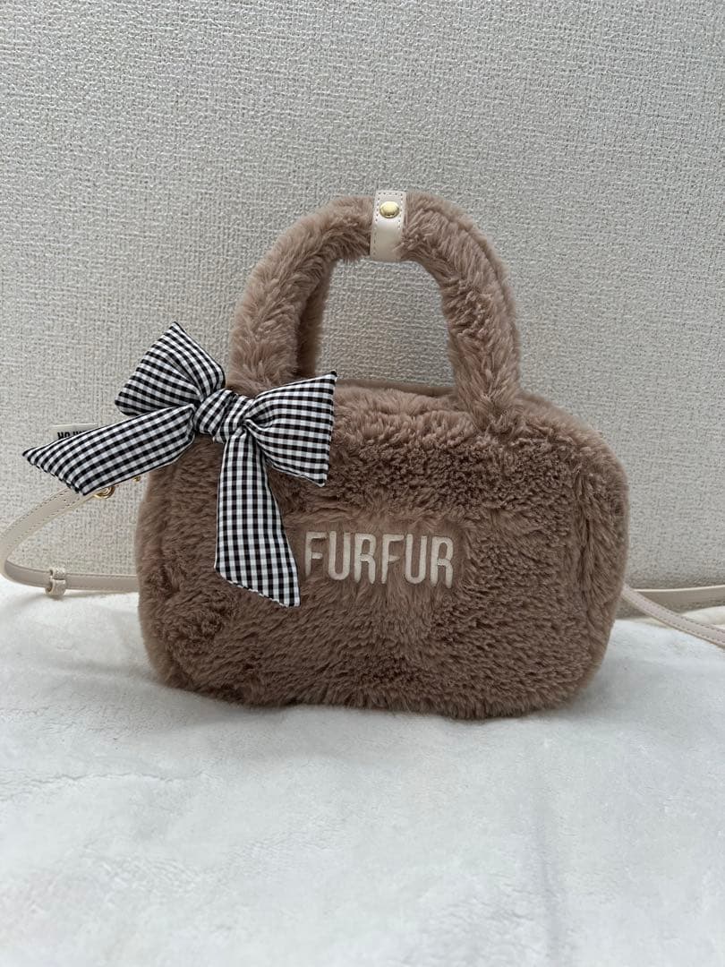 FURFUR エコファースクエアボストンバッグ　ベージュ