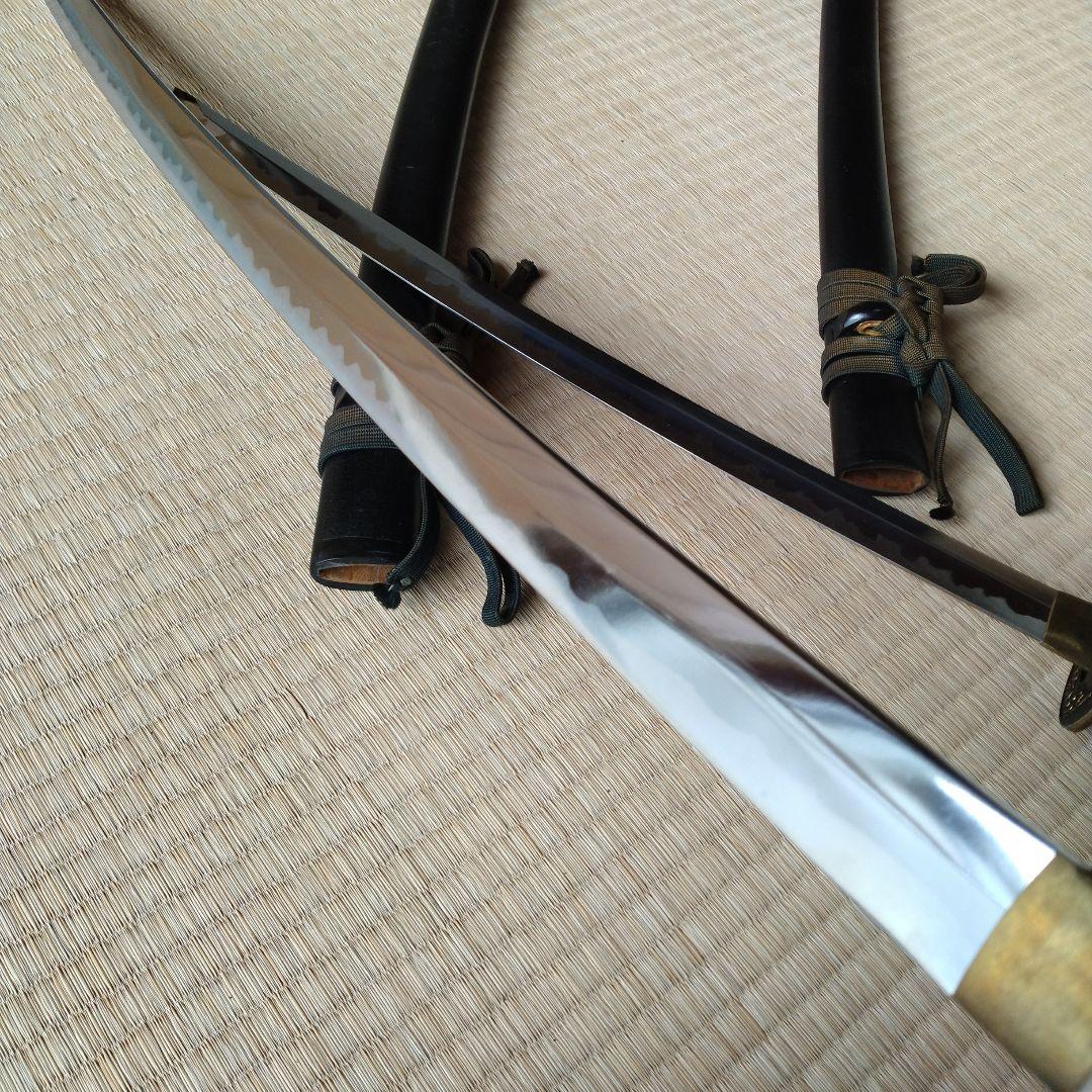 【大小】模造刀 模擬刀 2本 武具 置物 演劇 コスプレ 鍔 黒鞘