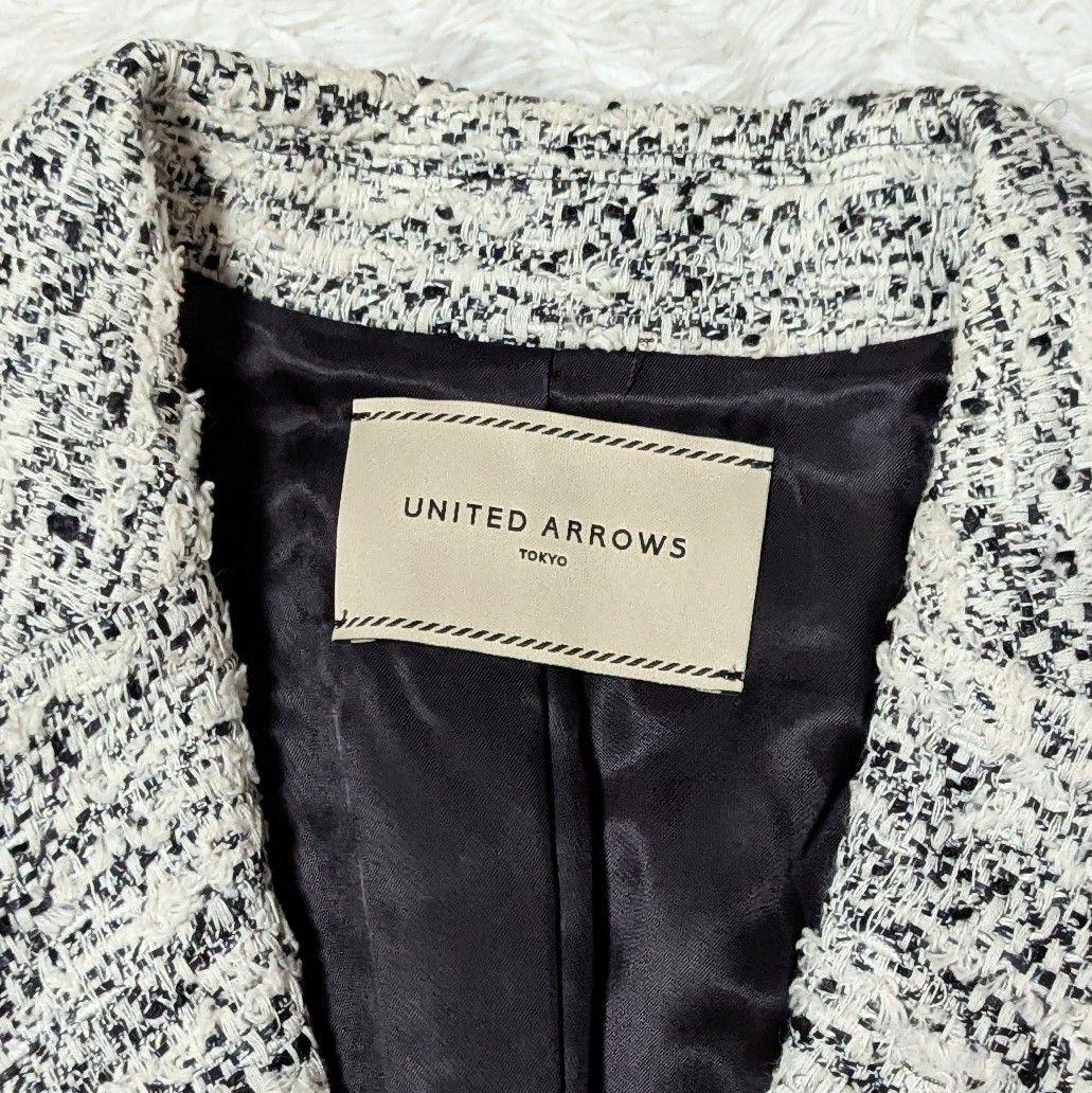 美品◎ユナイテッドアローズテーラードジャケット+プラダマフラー2点 白紺 S