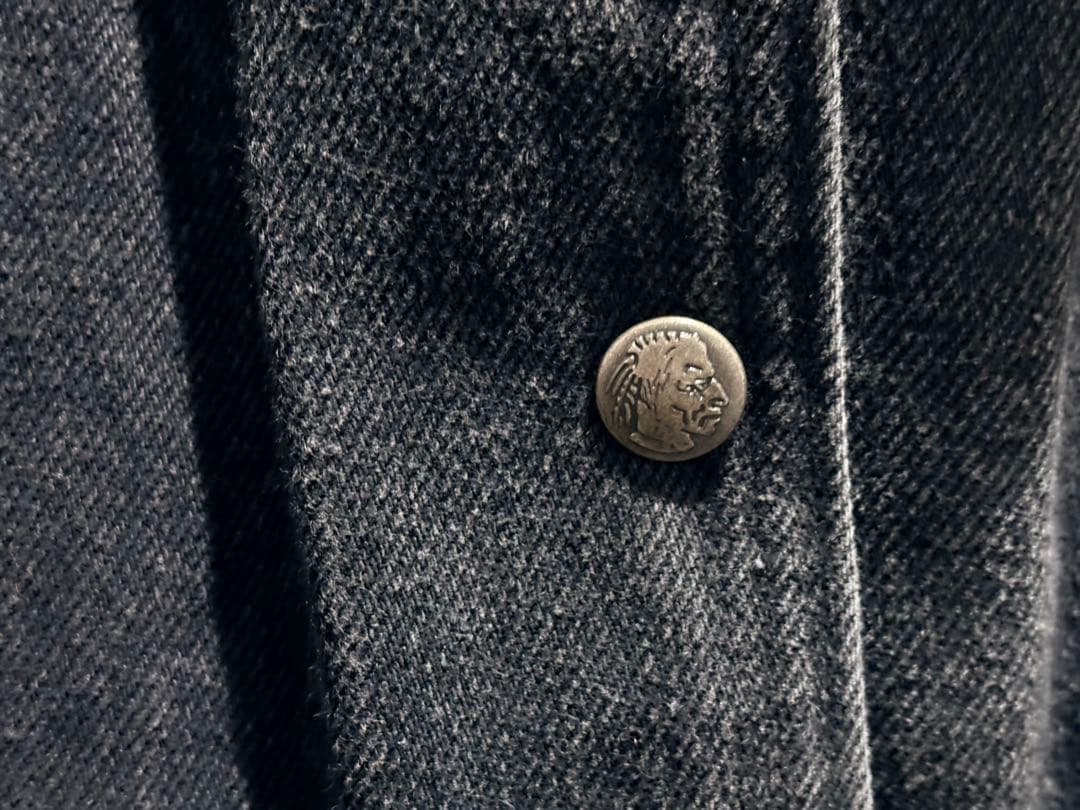 80s USA製 Woolrich デニム カバーオール 襟レザー