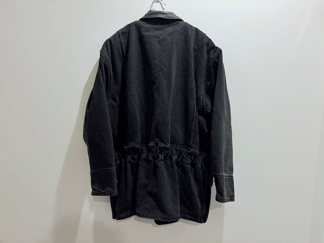 80s USA製 Woolrich デニム カバーオール 襟レザー