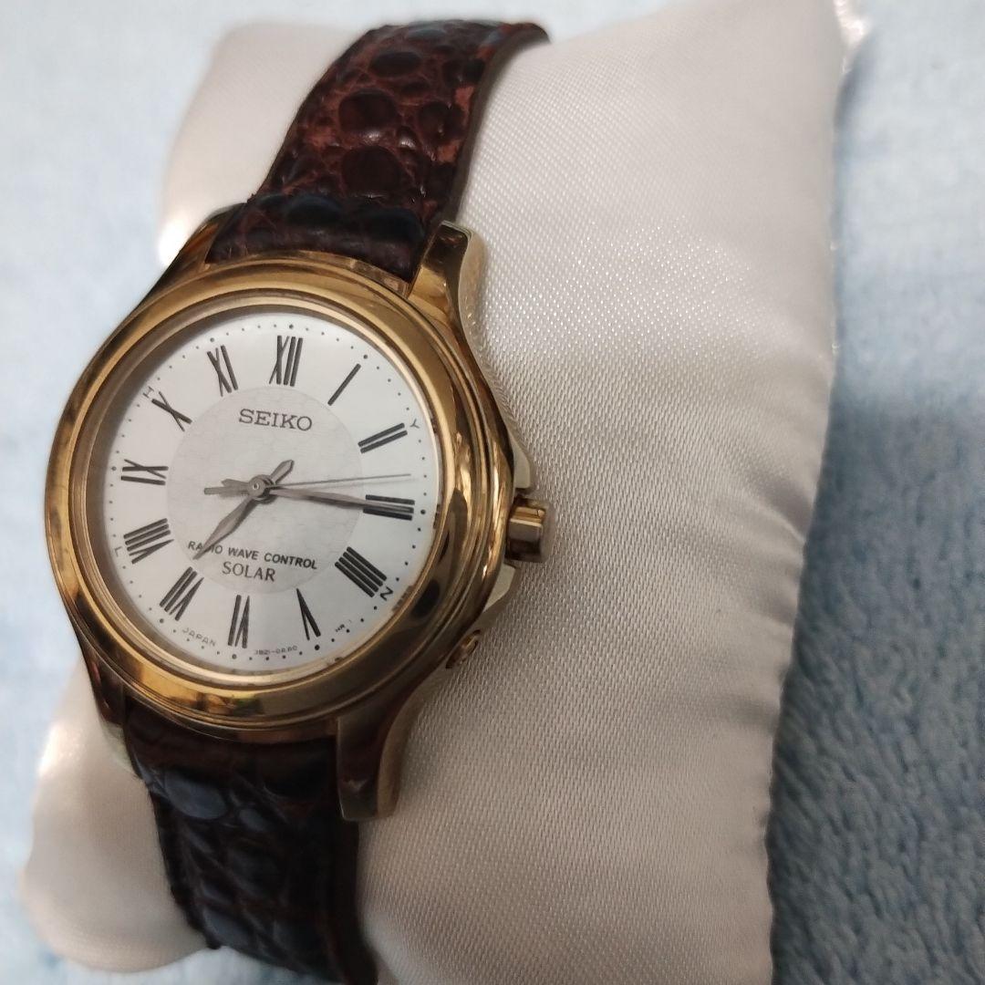 希少！電波ソーラーSEIKOセイコーエクセリーヌ白蝶貝チタンEXCELINE美品