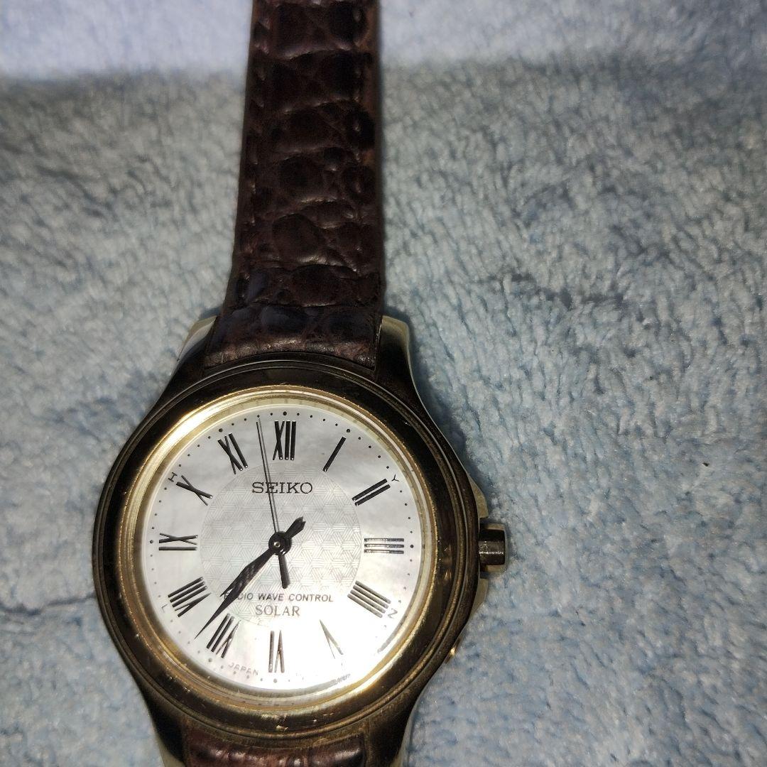 希少！電波ソーラーSEIKOセイコーエクセリーヌ白蝶貝チタンEXCELINE美品