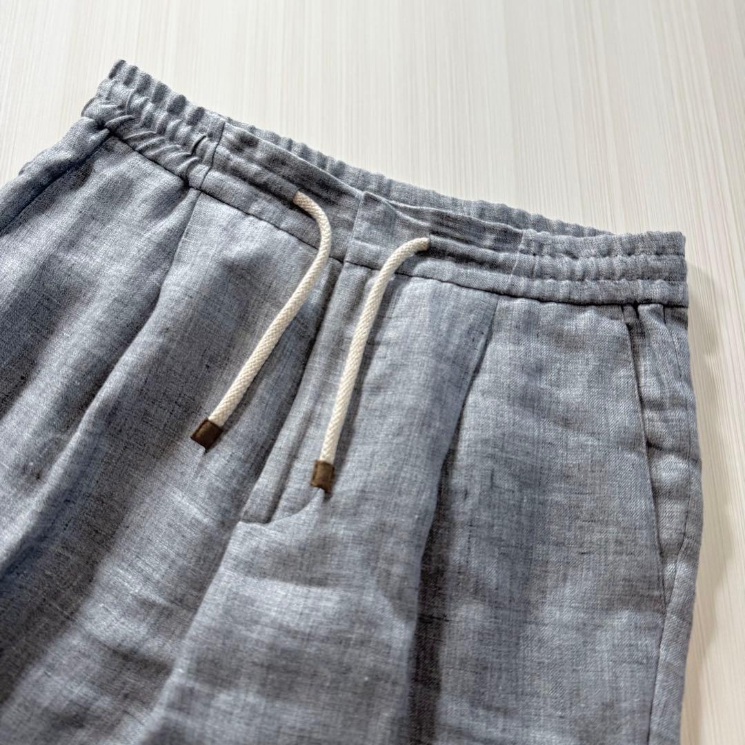 P89★美品★22SS★極上リネン100% ドローコードパンツ ブルネロクチネリ