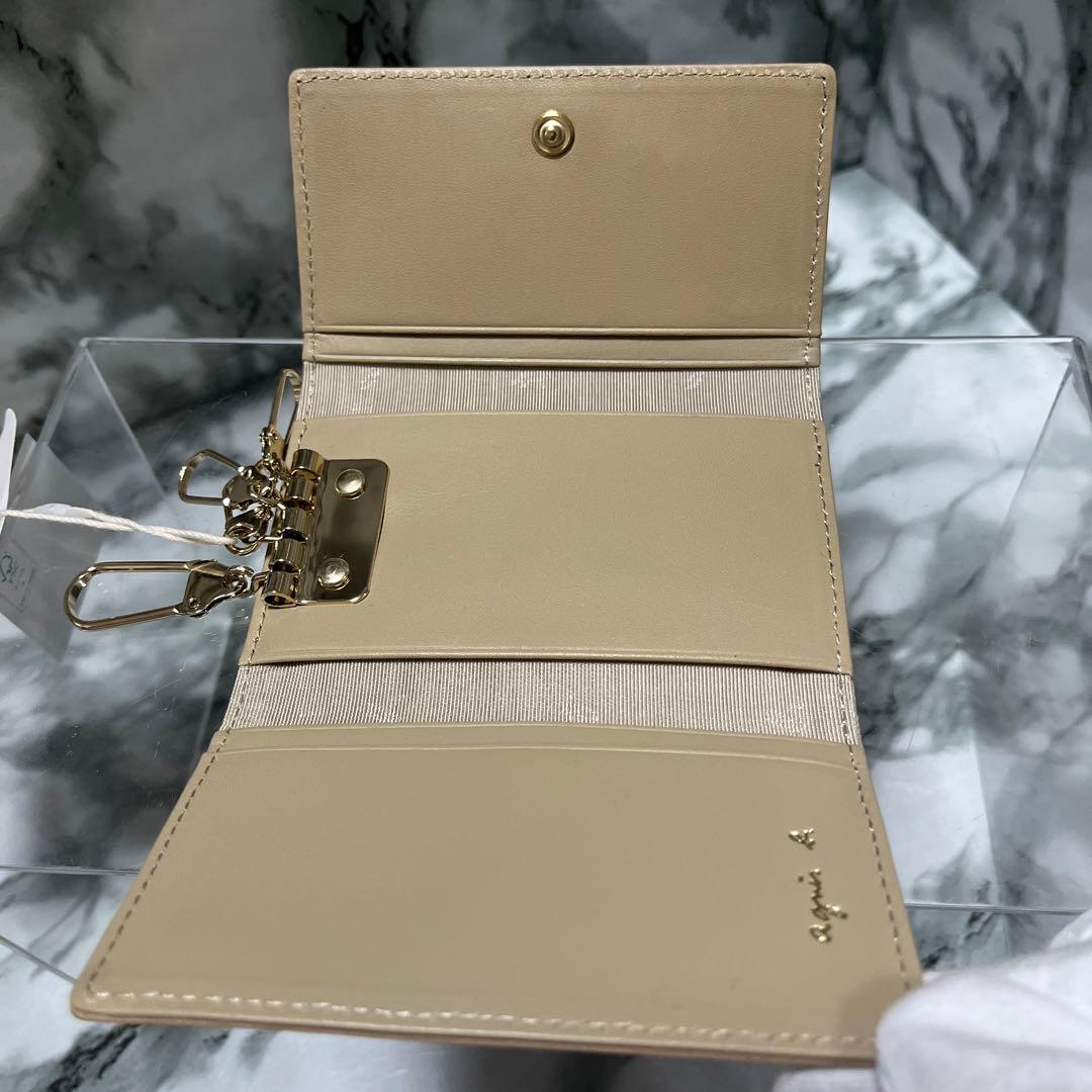 【新品未使用】agnès b. レザーキーケース ホワイト ベージュカードケース