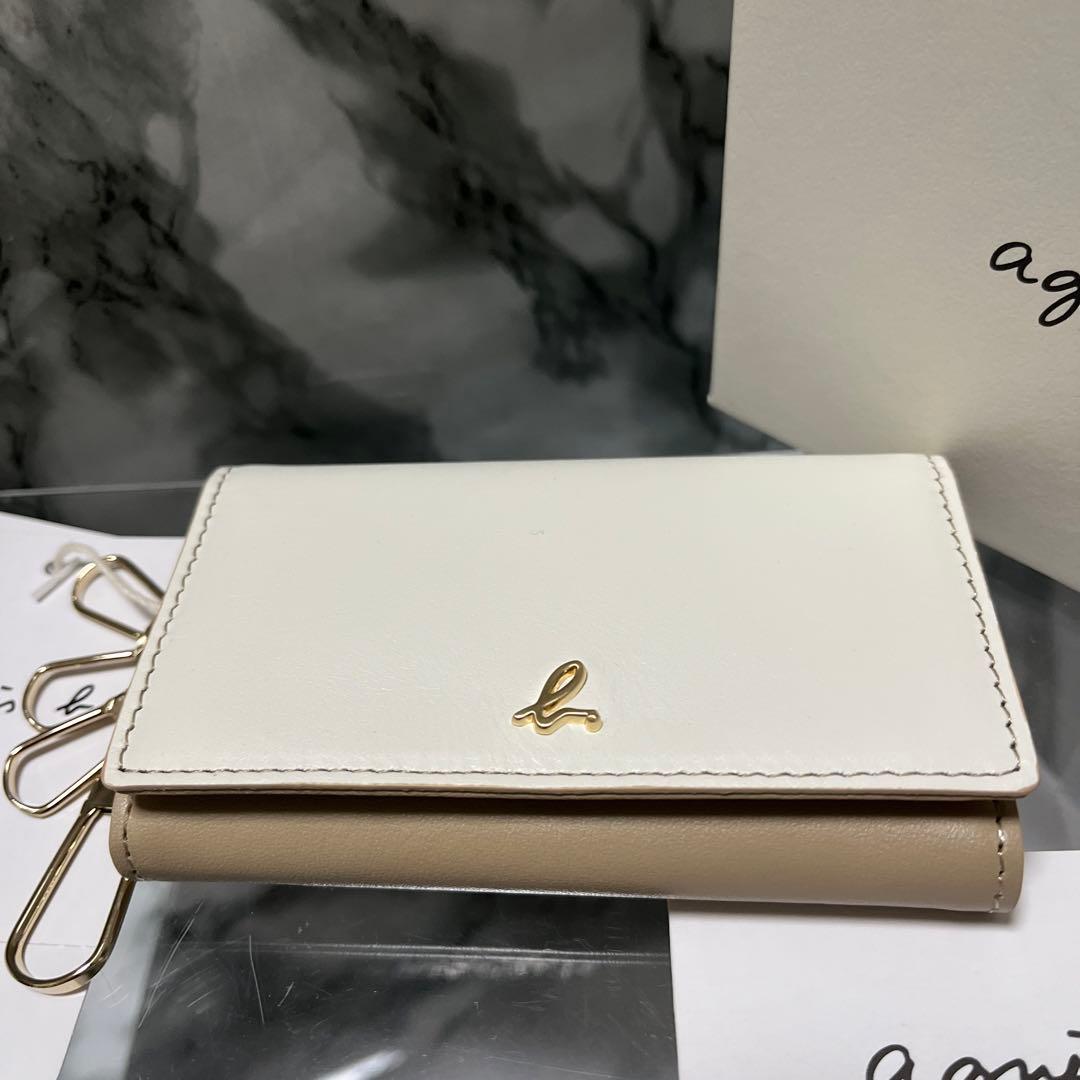 【新品未使用】agnès b. レザーキーケース ホワイト ベージュカードケース