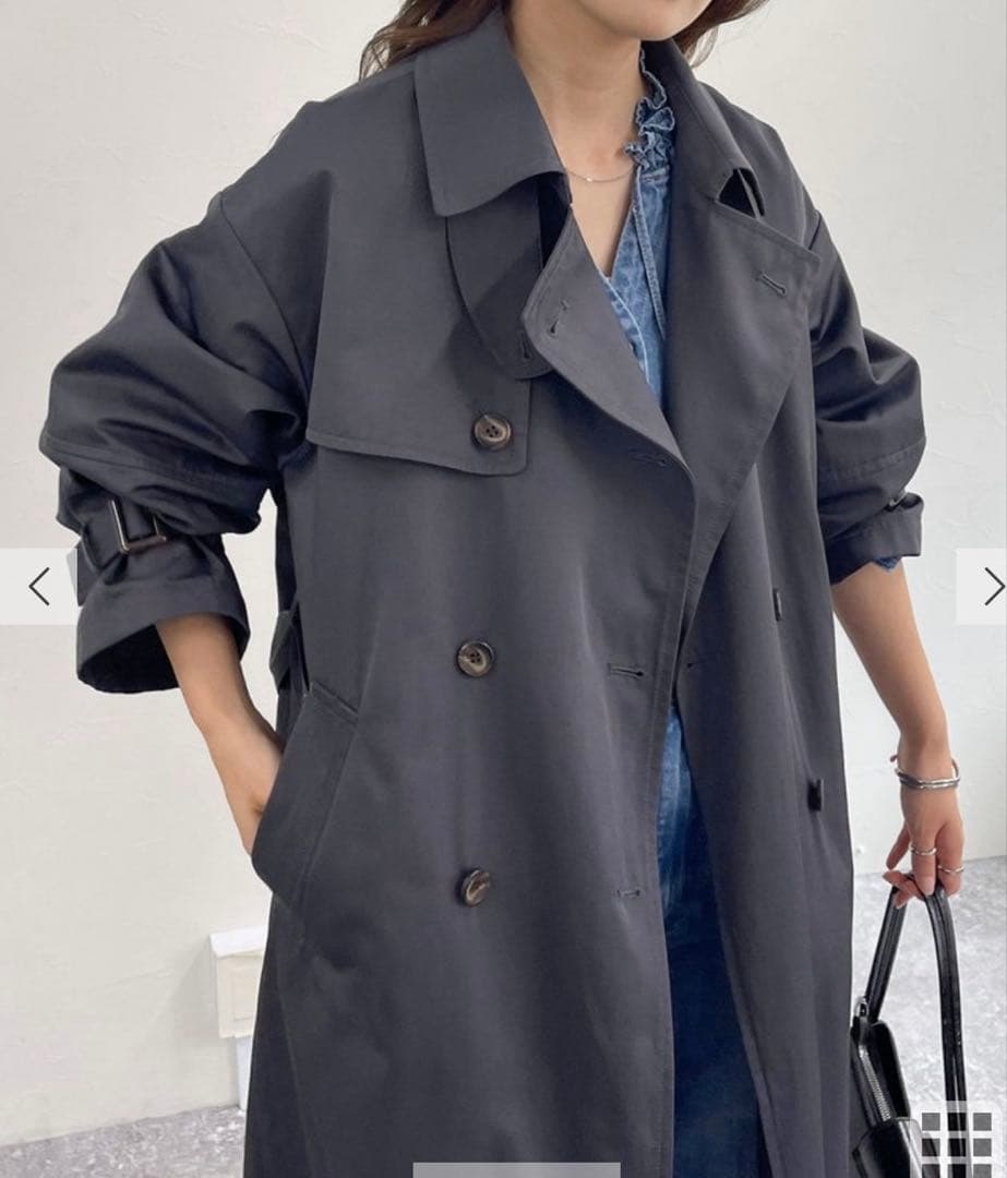 Fredy emue 袖ボリューム　トレンチコート グレー　38