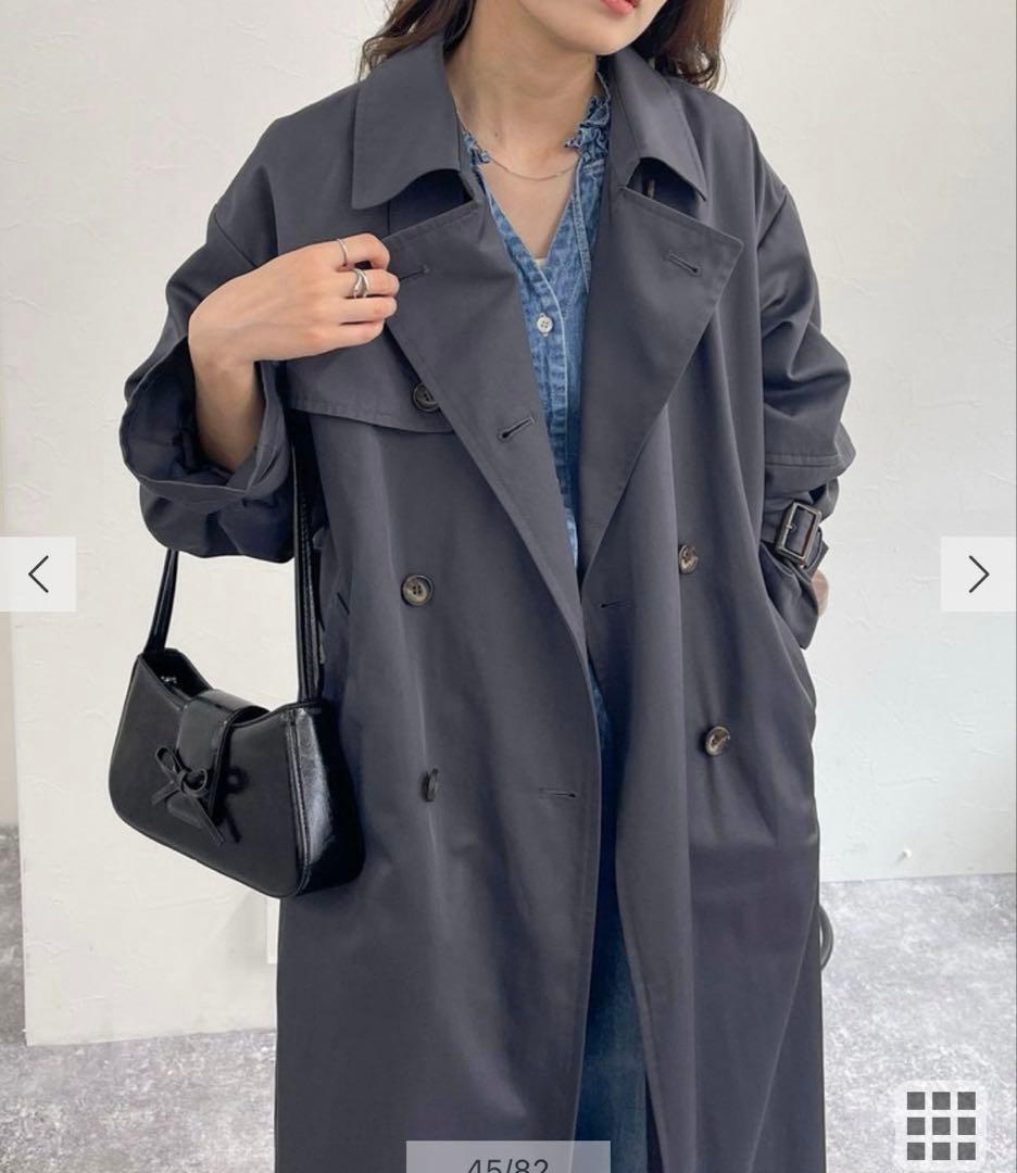 Fredy emue 袖ボリューム　トレンチコート グレー　38