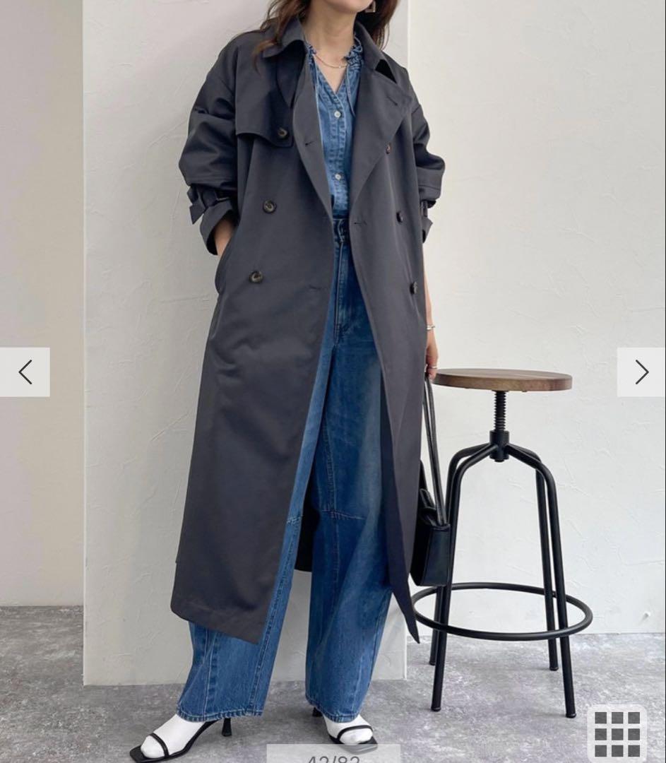 Fredy emue 袖ボリューム　トレンチコート グレー　38