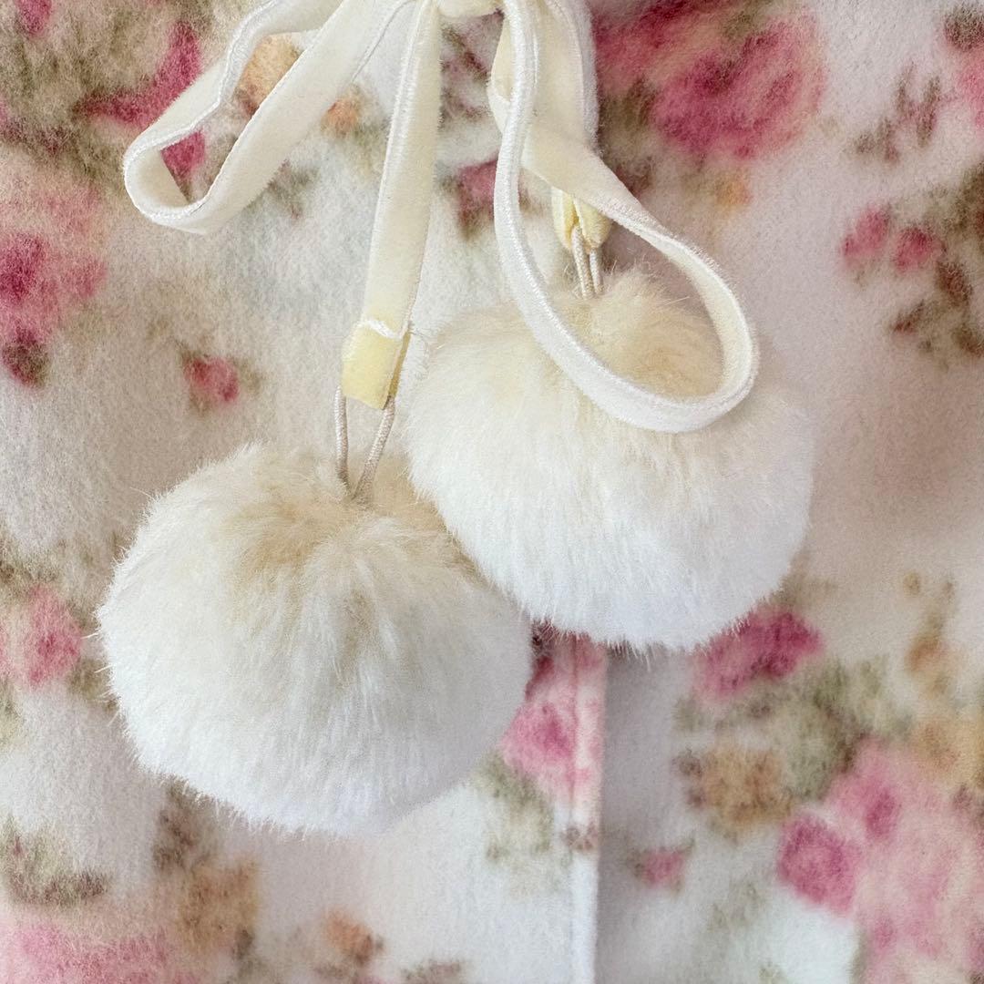 レア LIZLISA ポンポン ファー 花柄 ケープ ポンチョ 平成 y2k