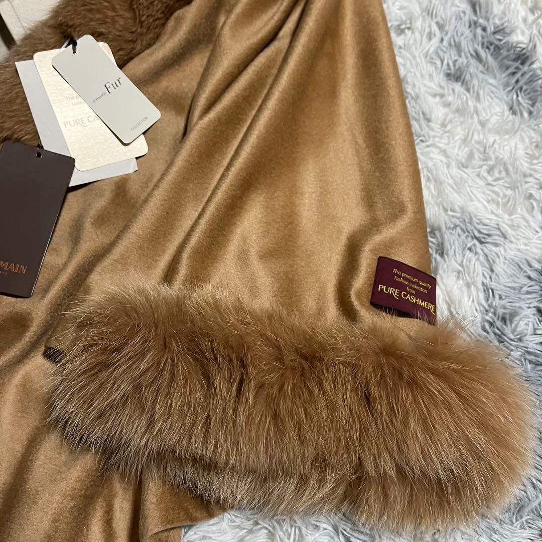 未使用　BALMAIN バルマン カシミヤ100% フォックスファー ポンチョ