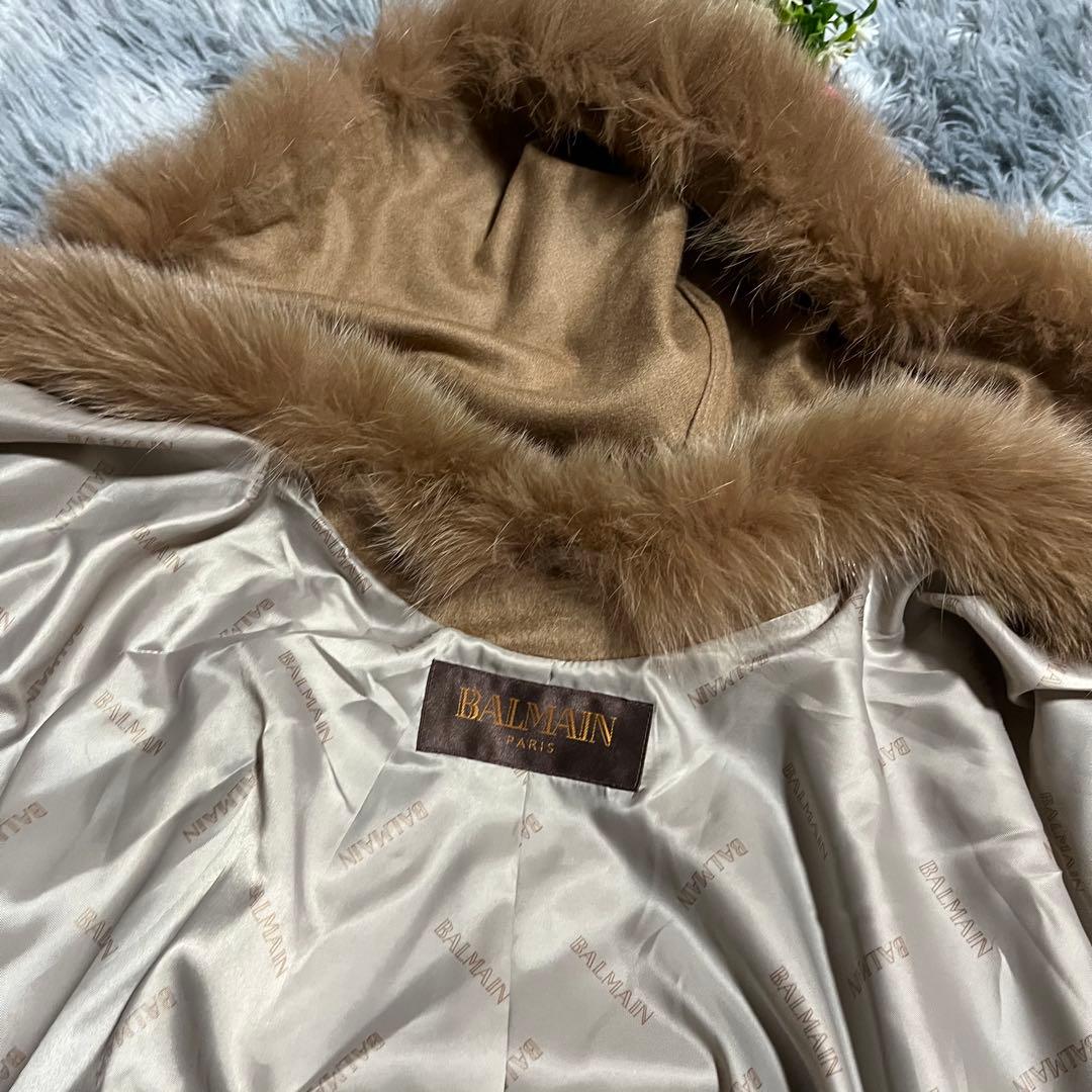 未使用　BALMAIN バルマン カシミヤ100% フォックスファー ポンチョ