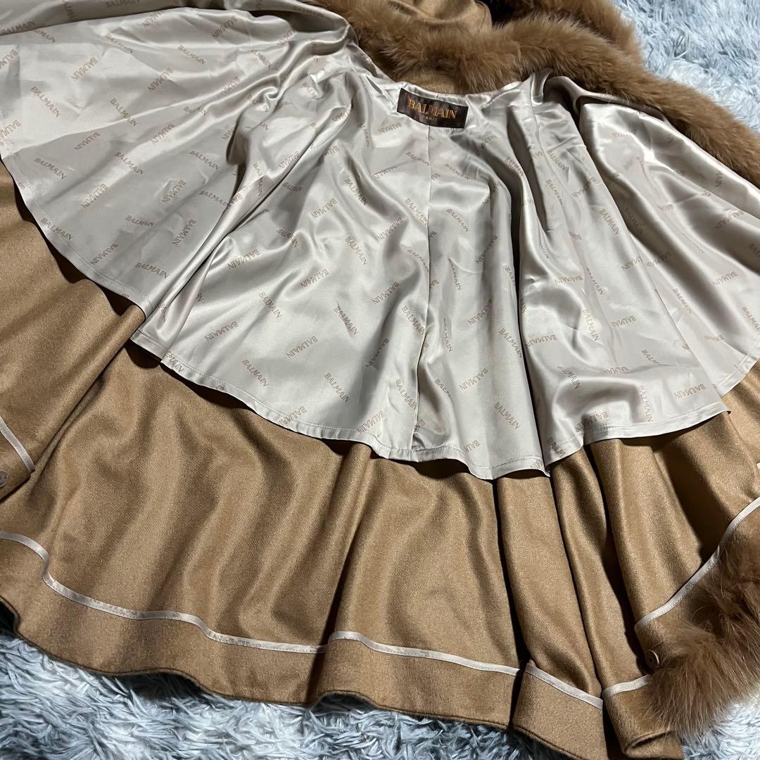 未使用　BALMAIN バルマン カシミヤ100% フォックスファー ポンチョ