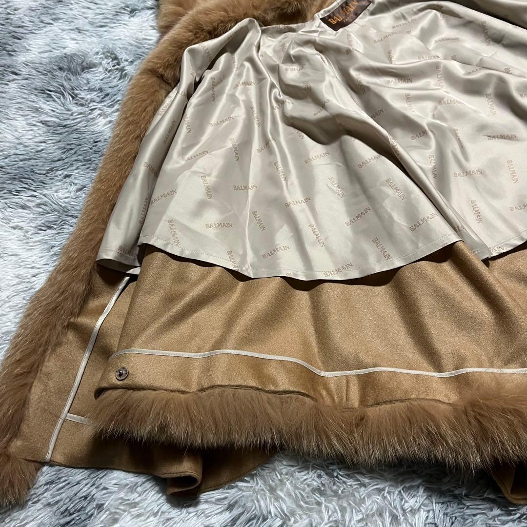 未使用　BALMAIN バルマン カシミヤ100% フォックスファー ポンチョ