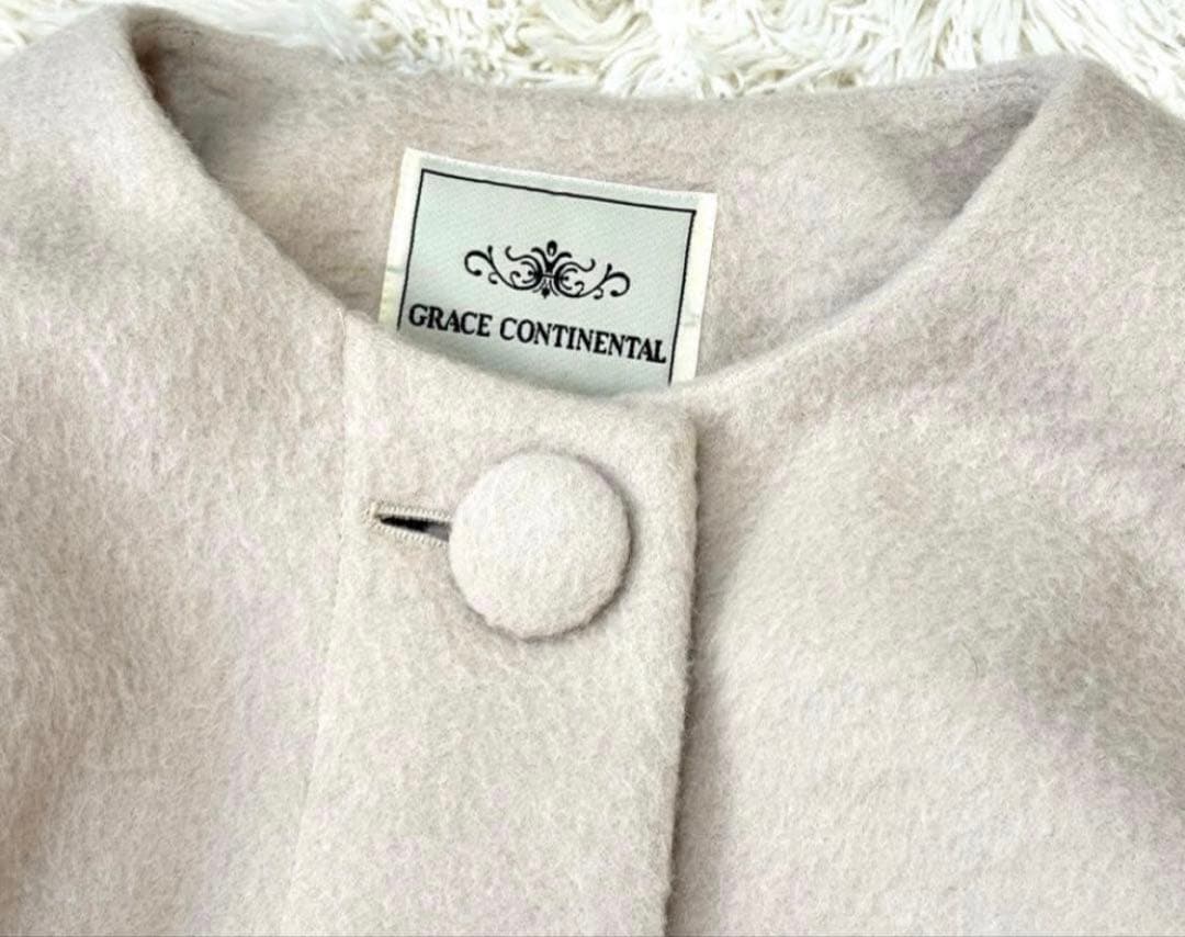 グレースコンチネンタル FOXファー カフス ロングコート ベージュ85800円