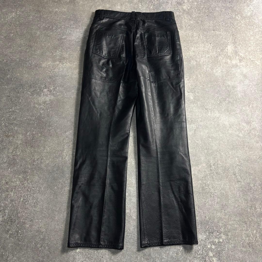 00s ヴィンテージ レザーパンツ 本革 牛革 ブラック スラックス モード
