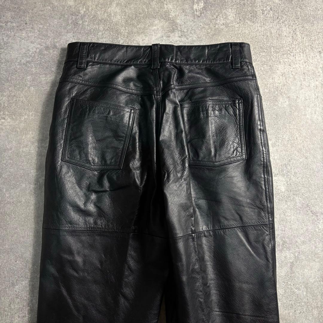 00s ヴィンテージ レザーパンツ 本革 牛革 ブラック スラックス モード