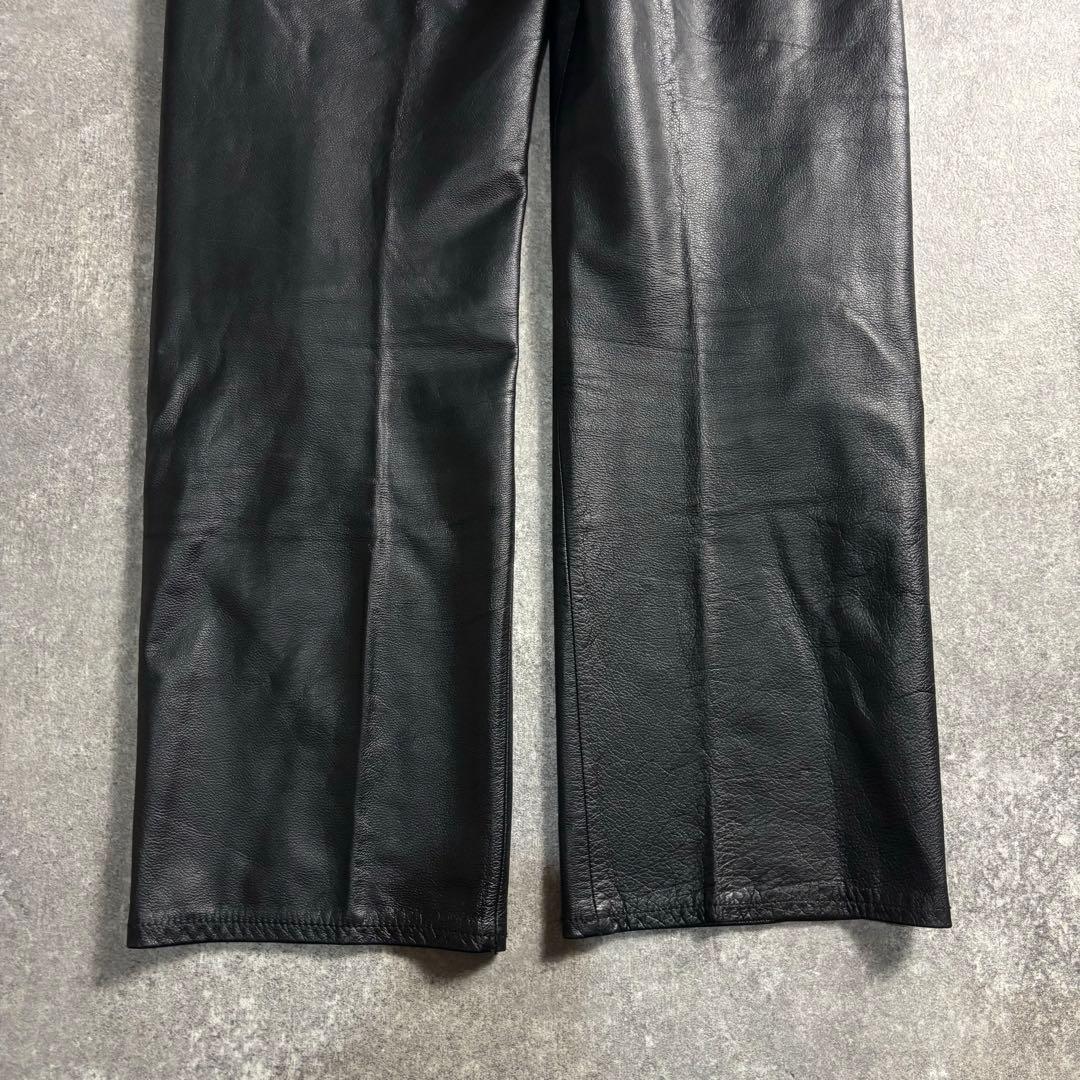 00s ヴィンテージ レザーパンツ 本革 牛革 ブラック スラックス モード