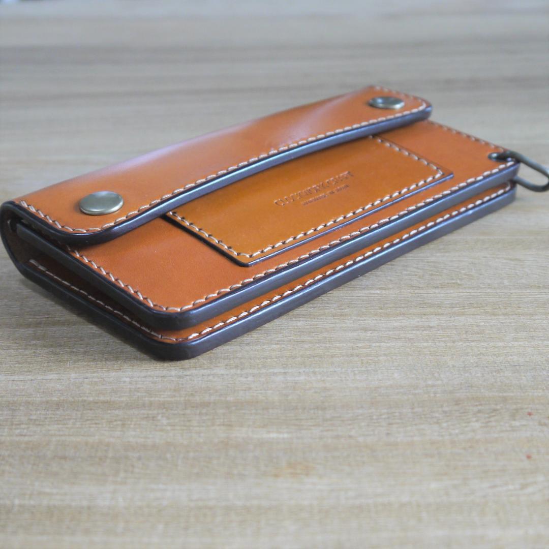 ヌメ革　栃木レザー　サドルレザー　赤タグ付き　トラッカーウォレット　キャメル