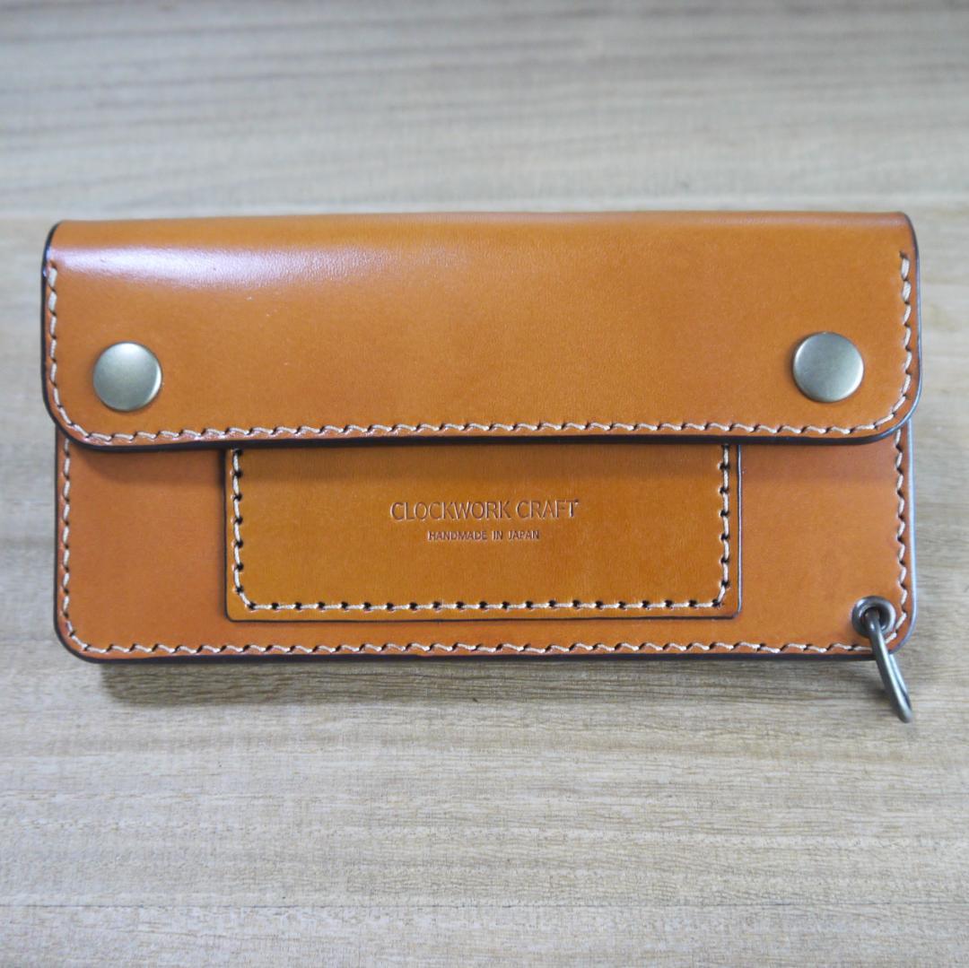ヌメ革　栃木レザー　サドルレザー　赤タグ付き　トラッカーウォレット　キャメル