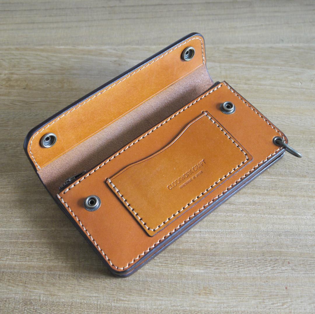ヌメ革　栃木レザー　サドルレザー　赤タグ付き　トラッカーウォレット　キャメル