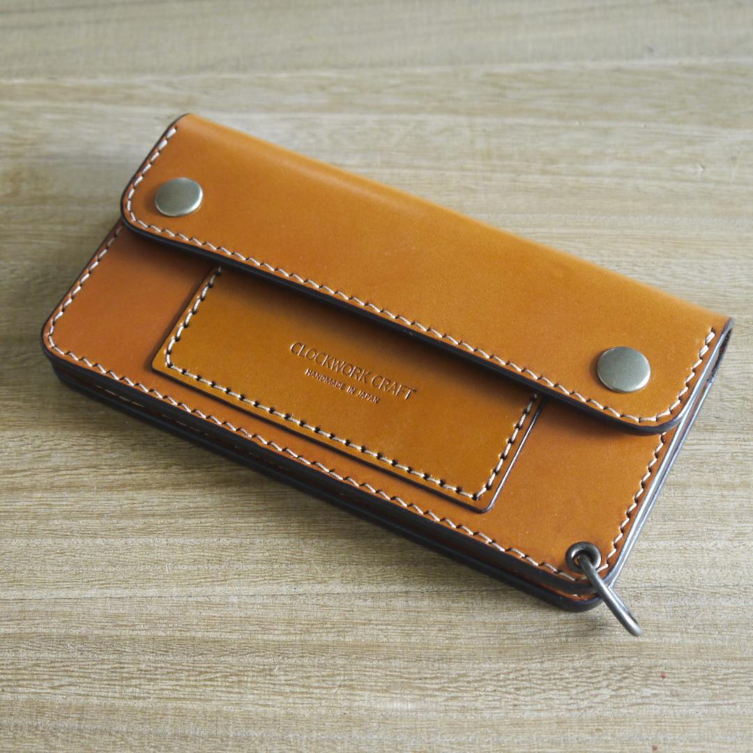 ヌメ革　栃木レザー　サドルレザー　赤タグ付き　トラッカーウォレット　キャメル