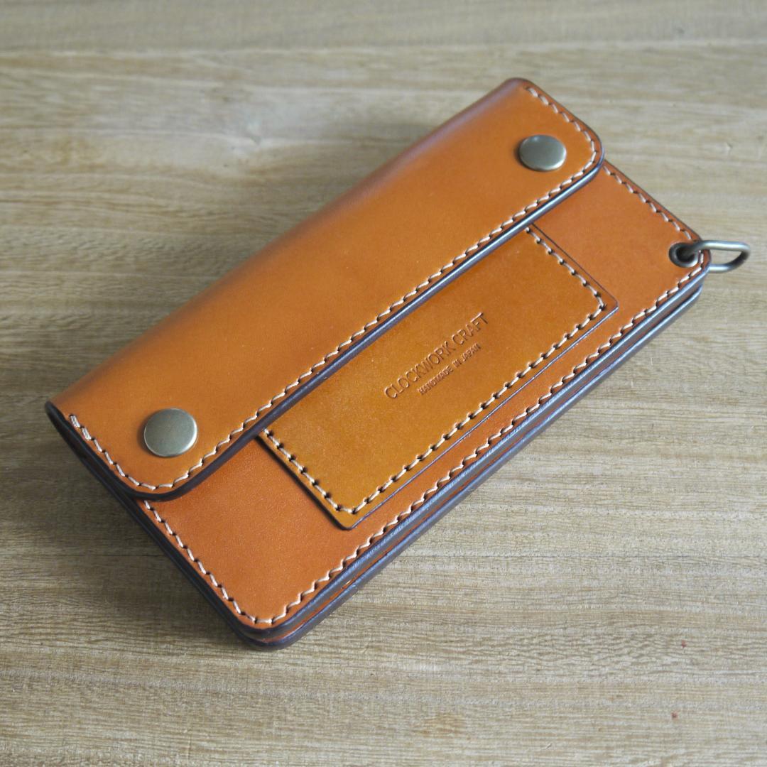 ヌメ革　栃木レザー　サドルレザー　赤タグ付き　トラッカーウォレット　キャメル