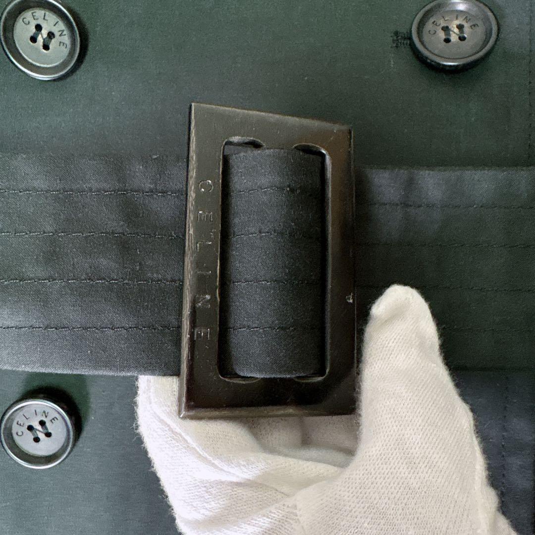 CELINE ロング　トレンチコート ユニセックス　ブラック　コットン　40