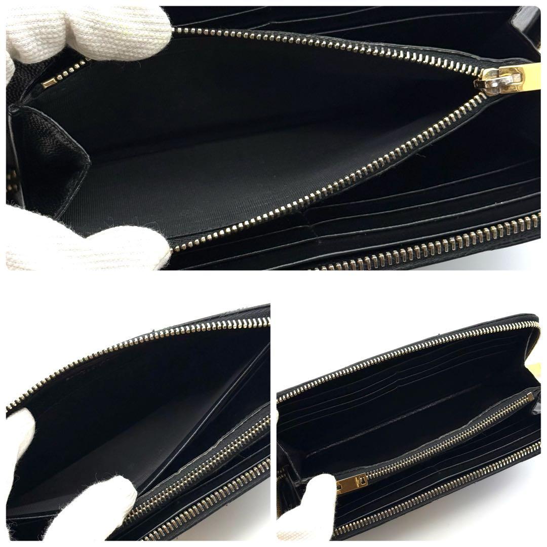 サンローラン YSL Vステッチ キャビアスキン ブラック 長財布 P80