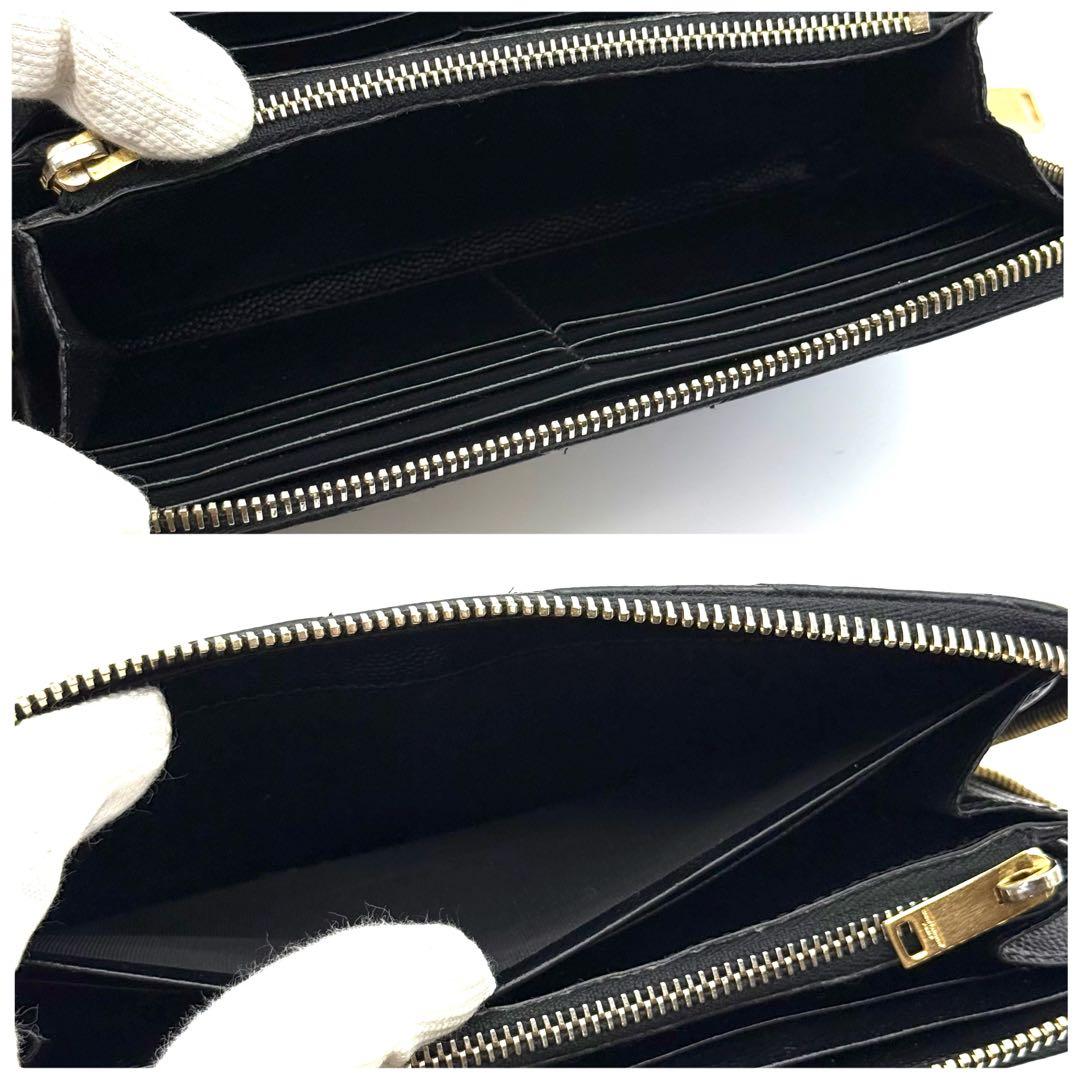 サンローラン YSL Vステッチ キャビアスキン ブラック 長財布 P80