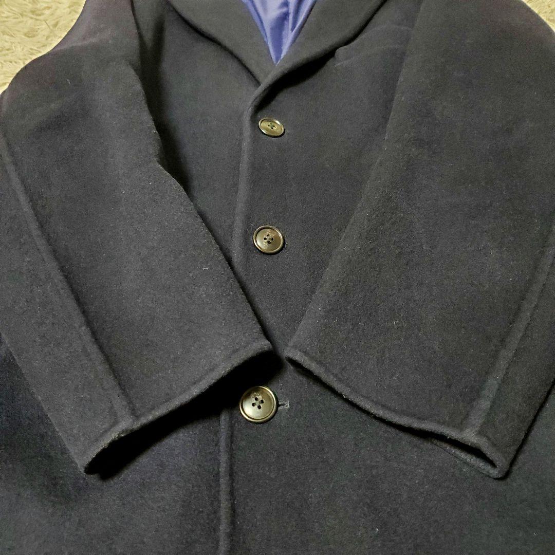 美品 UNIQLO +J カシミヤ混 Lサイズ ロングコート ネイビー