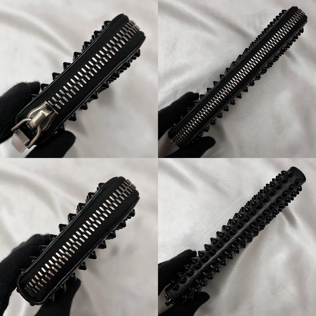 ◇美品◇ルブタン　パネトーネ　スタッズ長財布　ラウンドジップ　オールブラック