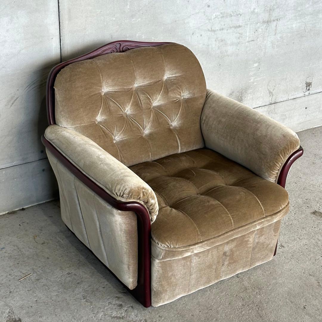 ✧ 80s ✧ 昭和レトロ喫茶 ミッドセンチュリー ベロア ベージュベルベット