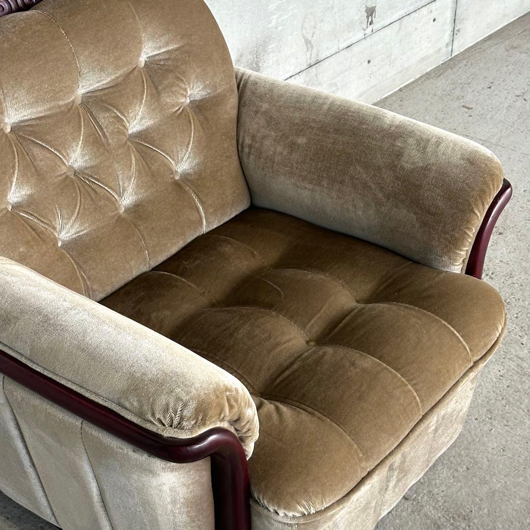 ✧ 80s ✧ 昭和レトロ喫茶 ミッドセンチュリー ベロア ベージュベルベット