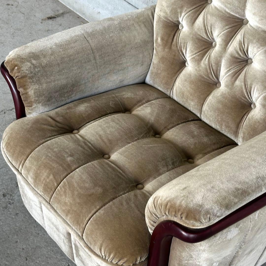 ✧ 80s ✧ 昭和レトロ喫茶 ミッドセンチュリー ベロア ベージュベルベット