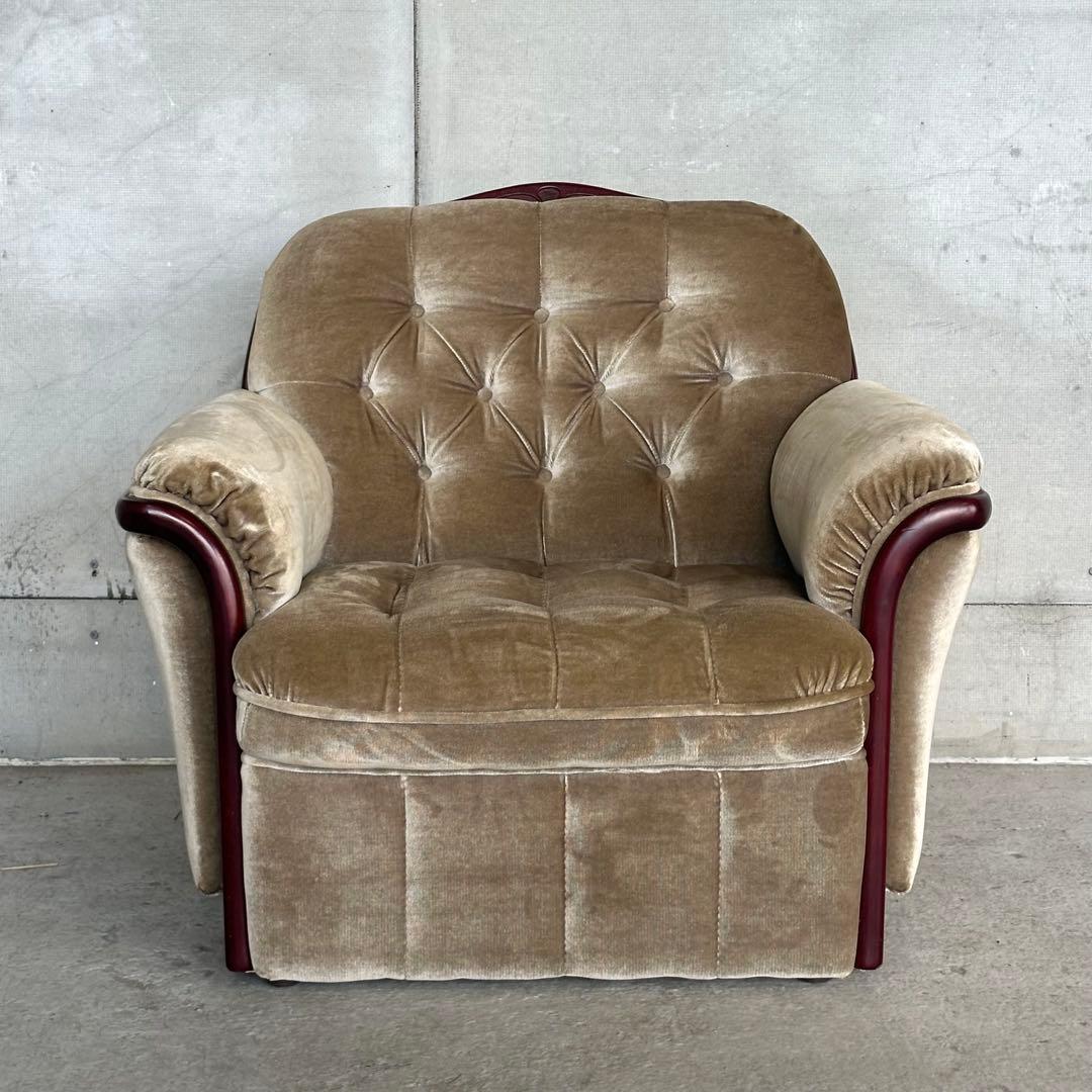 ✧ 80s ✧ 昭和レトロ喫茶 ミッドセンチュリー ベロア ベージュベルベット