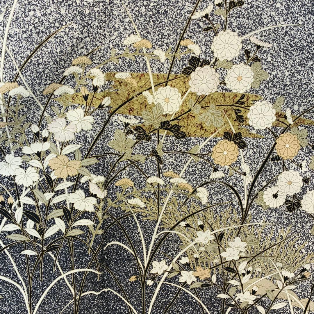 D210 訪問着　叩き染め　花模様　正絹　着物　袷　しつけ糸付き未使用極美品