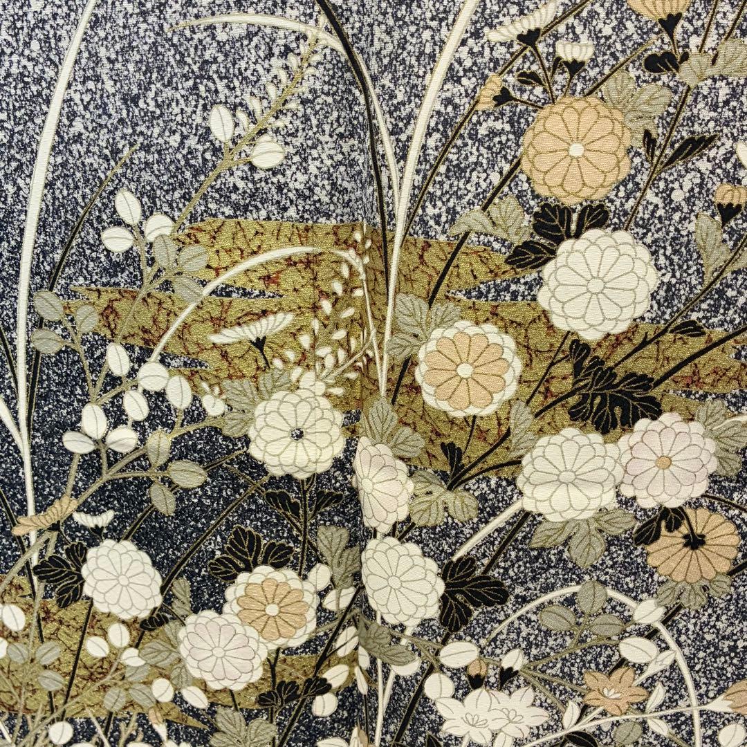 D210 訪問着　叩き染め　花模様　正絹　着物　袷　しつけ糸付き未使用極美品