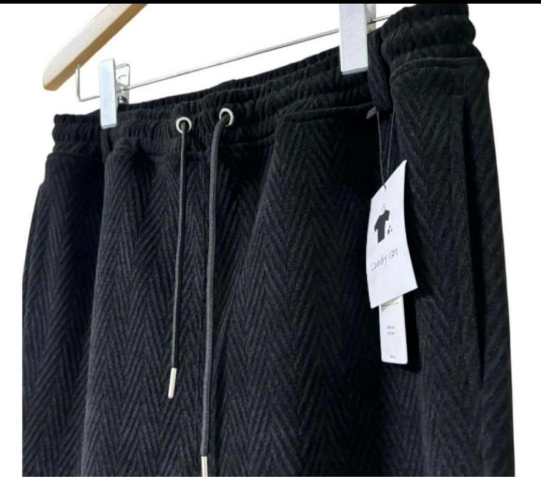 新品未使用　CAMBIO カンビオ【L】ヘリンボーン柄　サルエルパンツ ブラック