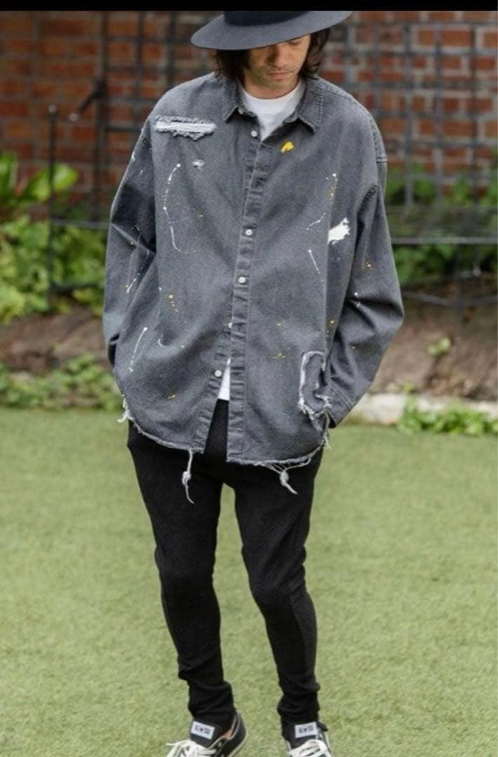 新品未使用　CAMBIO カンビオ【L】ヘリンボーン柄　サルエルパンツ ブラック