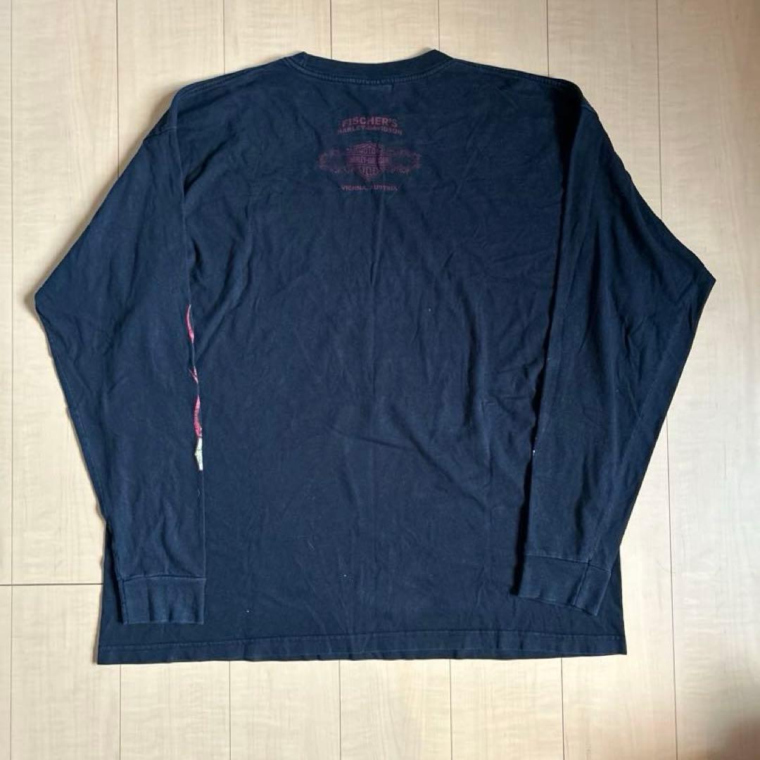 【希少サイズ】ハーレーダビッドソン フレイムスリーブ ロンＴ