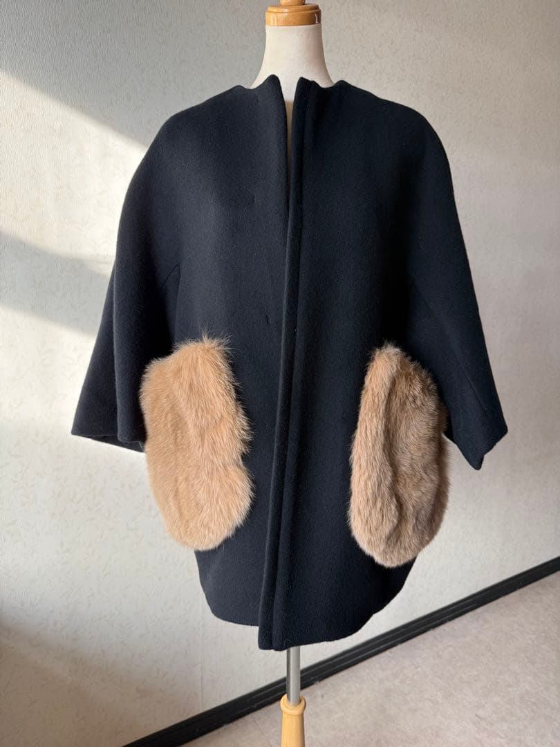 あおば【未使用】sheller シェリエ 　ポケットファー　コクーンコート