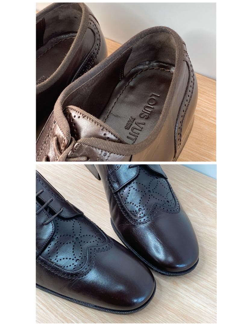 ルイヴィトン ビジネスシューズ 革靴 パンチング モノグラム ブラウン 25㎝