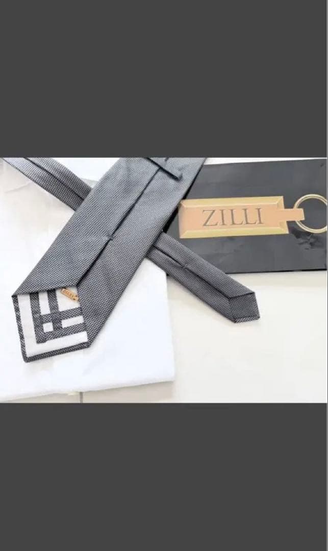 【未使用】ZILLI シルク ダークグレー ネクタイ