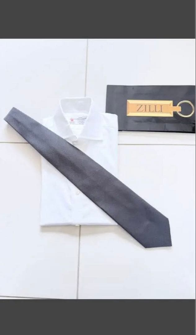 【未使用】ZILLI シルク ダークグレー ネクタイ