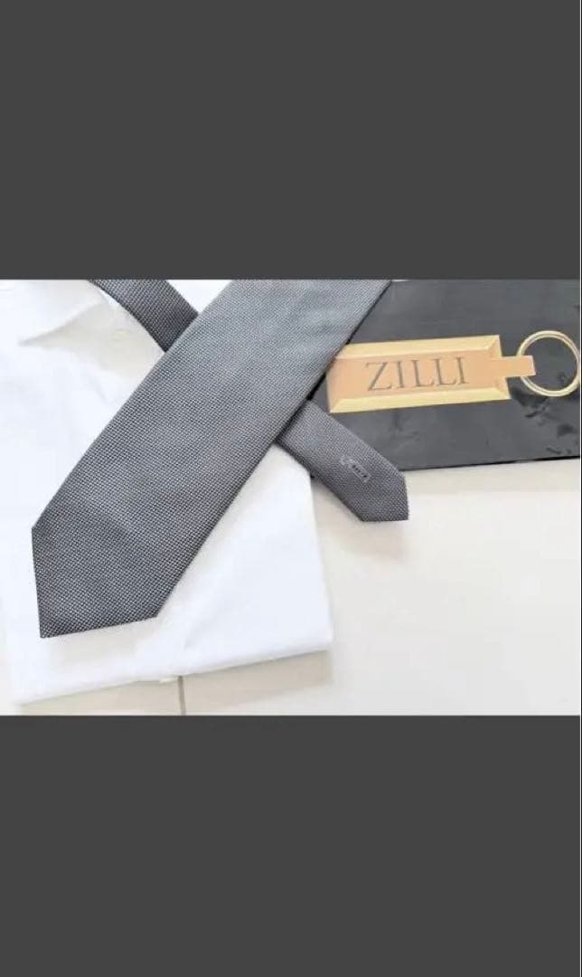 【未使用】ZILLI シルク ダークグレー ネクタイ