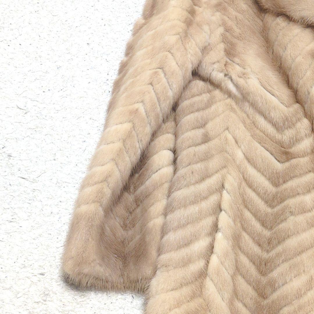 【高級毛皮】美品ファーコート シェブロン柄 ミンク
