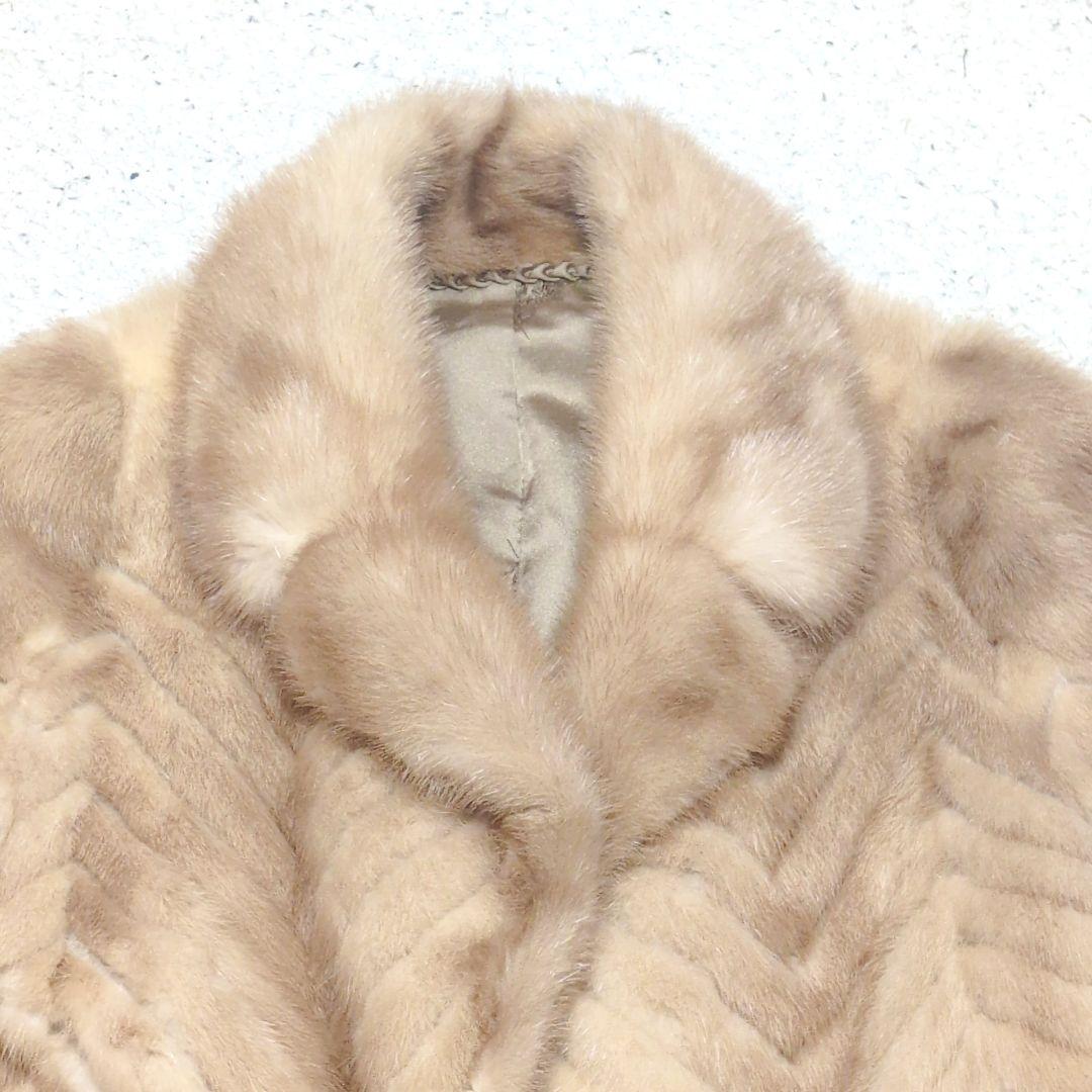 【高級毛皮】美品ファーコート シェブロン柄 ミンク