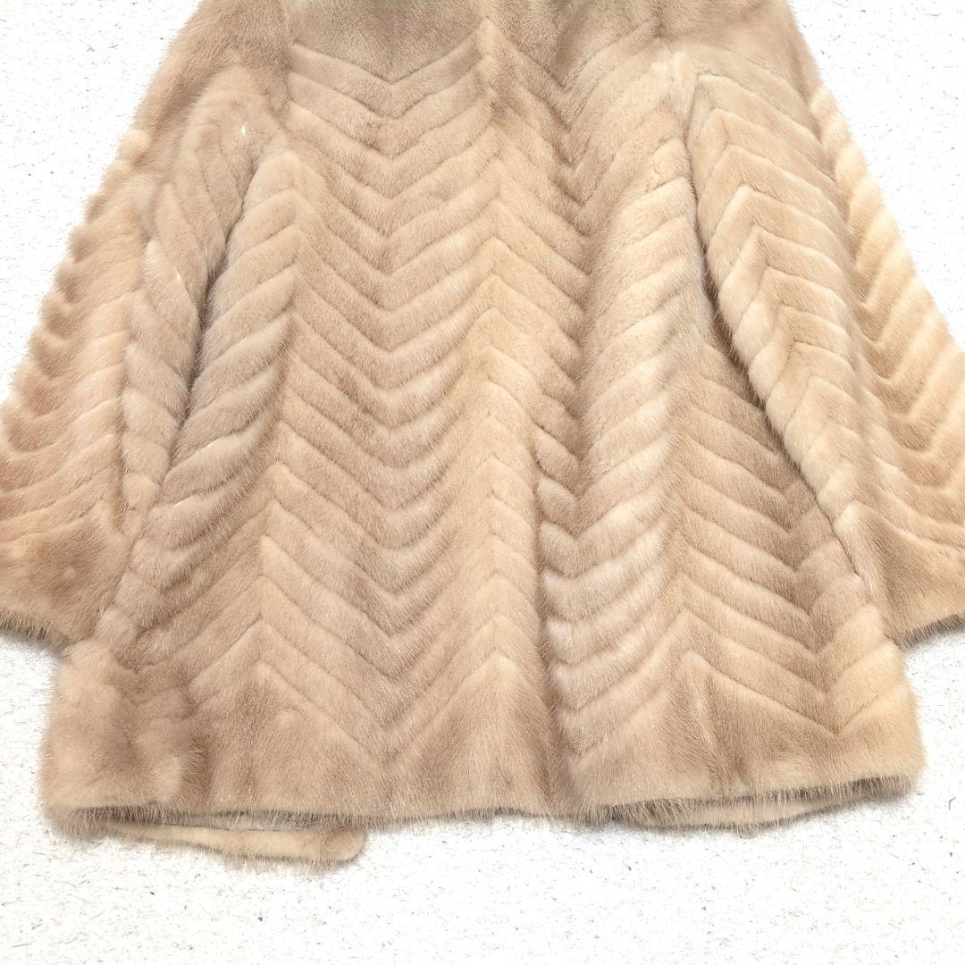 【高級毛皮】美品ファーコート シェブロン柄 ミンク
