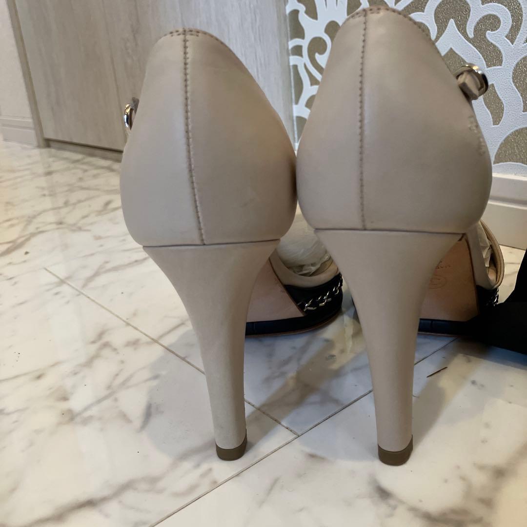 未使用同様❣️シャネルパンプス❣️チェーンデザイン37.5ベージュ❣️